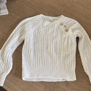 abercrombie kids Cream Cable-Knit Crew Sweater with Button Accent